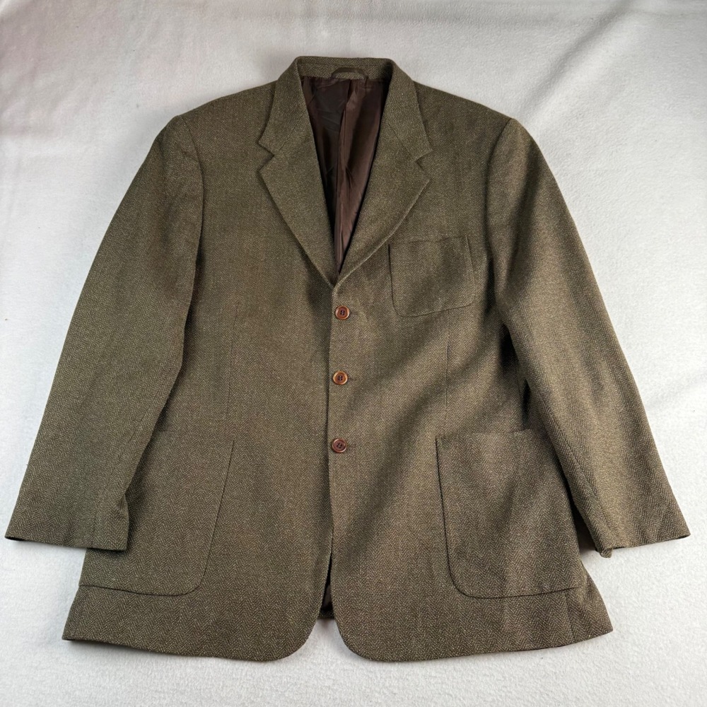 The Territory Ahead Mens 44R Brown Wool Silk Blend 3 Button Blazer Sport Coat